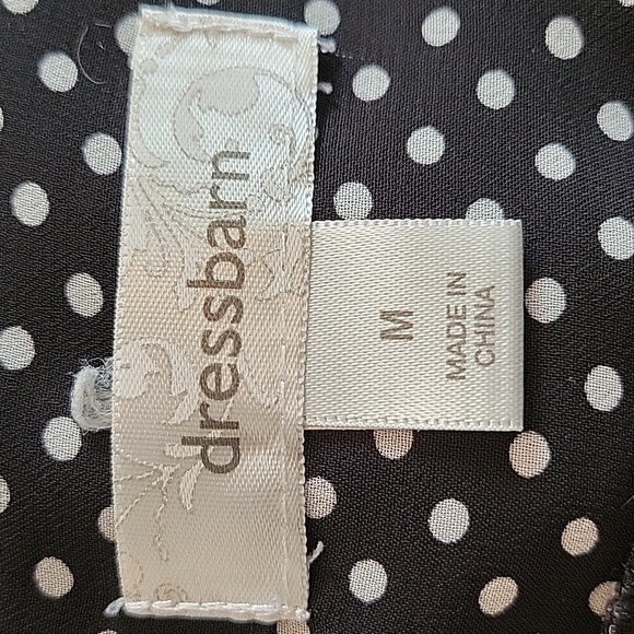 DRESS BARN medium black & white floral w/dots blouse with bow on hip - Picture 3 of 5